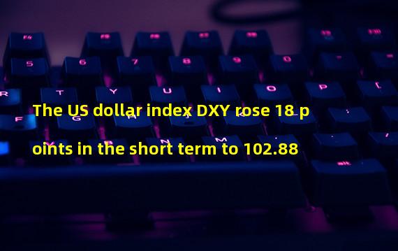 The US dollar index DXY rose 18 points in the short term to 102.88