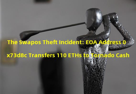 The Swapos Theft Incident: EOA Address 0x73d8c Transfers 110 ETHs to Tornado Cash